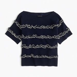 J. Crew Short Sleeve Ruffle Sweater Sz M EUC